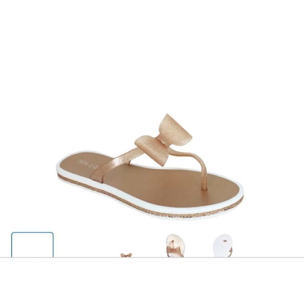 Fifth & Luxe women's glitter jelly bow flat flip flop sandal 7/8 NWT